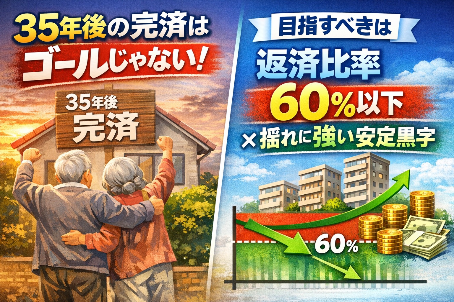 - 不動産投資は返済比率60％以下で“自走モード”へ｜黒字化の条件と三段階モデルを徹底解説