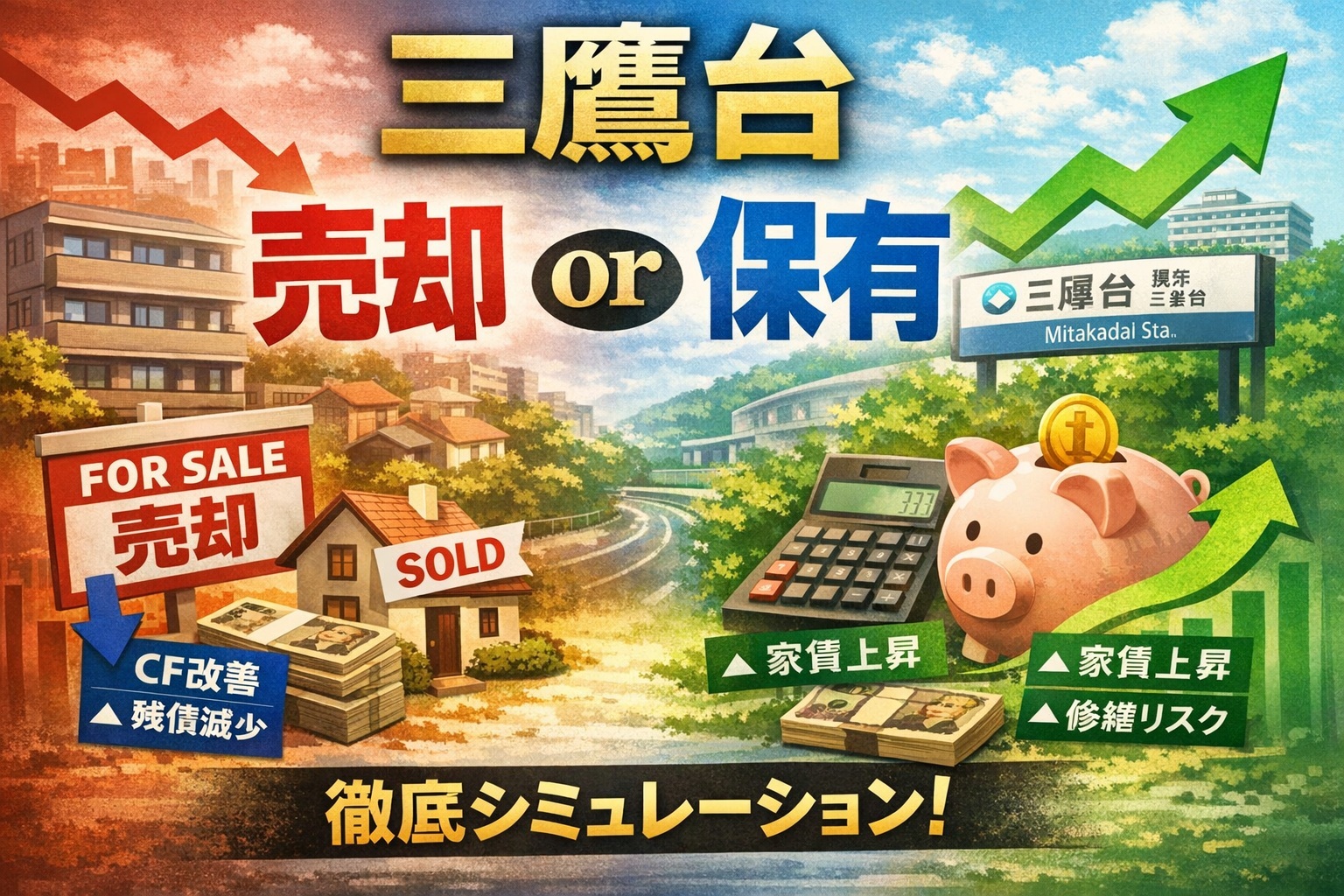 三鷹台ワンルーム｜売却 vs 保有｜CF▲32万円・2030年デッドクロス前の判断