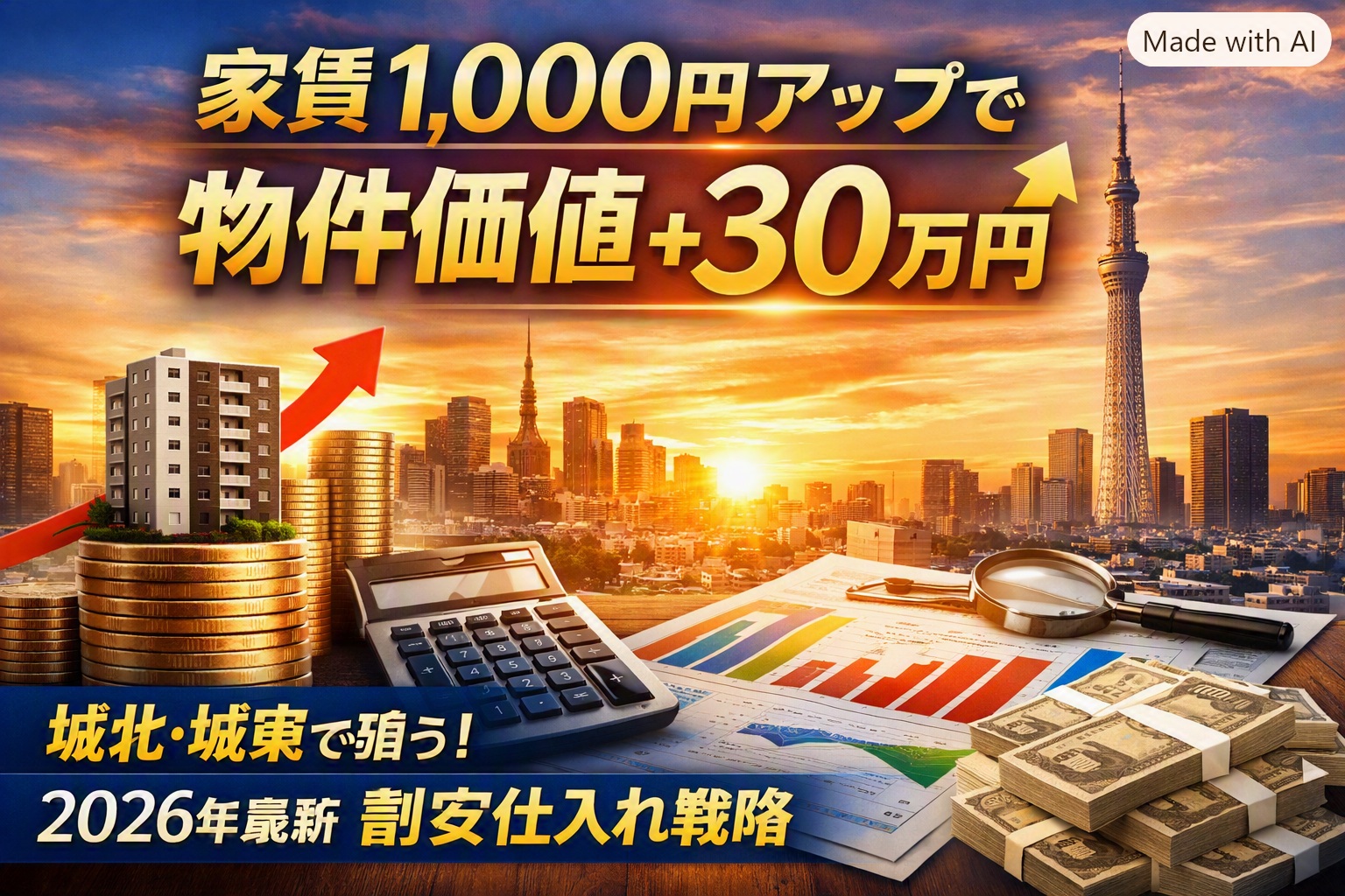家賃1,000円アップで物件価値＋30万円！城北・城東の“2年更新タイムラグ”を狙う割安仕入れ戦略